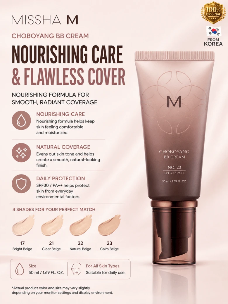 Missha M Classic BB Cream No. 21 Bright Beige 50ml – Korean Base Makeup, Natural Coverage Tone-Up Makeup Base, Lightweight Hydrating Daily BB Cream - No. 21 Bright Beige - View 1