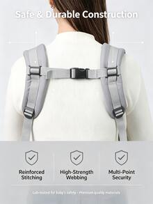 Ergonomic Baby Carrier, Breathable Mesh Design, Anti-Sweat, Reinforced Safety Buckle, Multi-Position Adjustable, Outdoor Baby Carrier - Light Grey - View 11