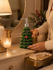 1pc Christmas Tree Shaped Soap Dispenser, Refillable Liquid Hand Soap And Lotion Pump Bottle, Holiday Bathroom Decor, Suitable For Vanity, Kitchen Countertop, Christmas Home Decor And Gift - Christmas Tree Travel Bottle Set - View 3