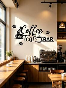 1pc CIFbuy Metal Coffee Bar Wall Decor - Rustic Iron Sculpture With "Coffee Tea Bar" Text And Leaf Pattern, Kitchen, Bar, Cafe Decoration, Unique Gift Idea, High-Quality Craftsmanship Kitchen Decor - Black - View 9