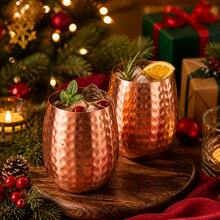 1 PC/2 PCS Copper Patterned Cups, Water Cups, Cups, Copper Water Cups That Blend Classic Craftsmanship, Suitable For Cold Drinks And Daily Drinking, Suitable For Families, Restaurants, Table Decoration, Birthday, Halloween, Christmas Gift Decoration - Bronze - View 7