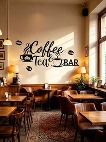 1pc CIFbuy Metal Coffee Bar Wall Decor - Rustic Iron Sculpture With "Coffee Tea Bar" Text And Leaf Pattern, Kitchen, Bar, Cafe Decoration, Unique Gift Idea, High-Quality Craftsmanship Kitchen Decor - Black - View 11