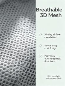 Ergonomic Baby Carrier, Breathable Mesh Design, Anti-Sweat, Reinforced Safety Buckle, Multi-Position Adjustable, Outdoor Baby Carrier - Light Grey - View 6