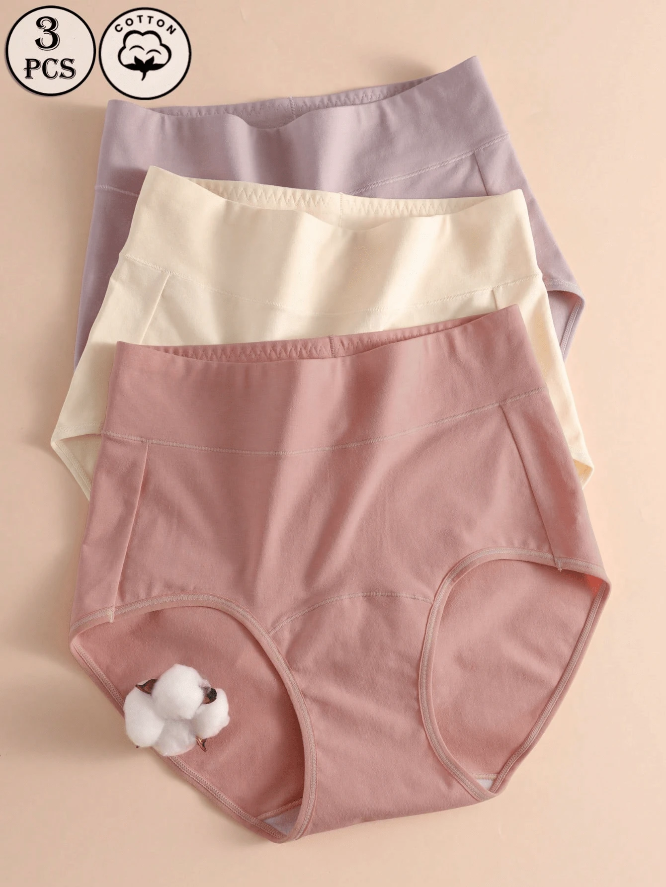 3件組女款純棉高腰提臀三角內褲 - 彩色 - 查看 1