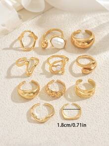 11 piezas de anillos elegantes vintage barrocos con patrón geométrico para mujer, adecuados para fiestas, uso diario, casual, viajes, vacaciones en la playa y diversas ocasiones - Estilo A-11 piezas - Ver 3