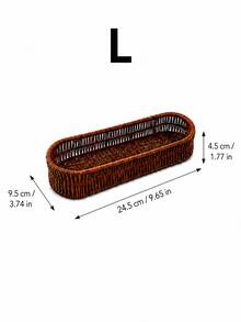 1pc Woven Rattan Storage Tray Basket, Aesthetic Home Storage Box, Suitable For Kitchen, Bathroom, Vanity, Bedroom And Office, Rectangular Desktop Organizer, Can Hold Tableware, Cosmetics, Jewelry, Snacks, Tea Bags, Keys And Daily Essentials, Autumn Winter Home Decor - Brown - View 10