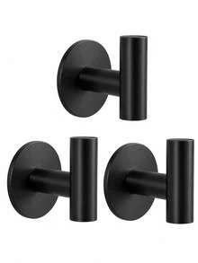 3pcs Stainless Steel Self-Adhesive Wall Hooks, No Drilling Required, Suitable For Bathroom, Entryway, Kitchen, Closet, Hanging Storage Organization, Space-Saving, Home Storage, Waterproof, Rust-Proof, Modern Minimalist Design, Gold/Silver/Black Optional - View 14