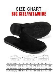 Men's Plus Size Suede Half-Slip-On Slippers, Minimalist Backless Design, Easy On/Off, Soft Upper, Snug Fit - Black - View 2