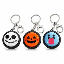 1 buah Gantungan Kunci Wajah Lucu Halloween, , Tengkorak & Wajah Lidah, Gantungan Kunci Bulat Lucu dengan Klip Logam, Aksesori Ransel & Kunci, Hadiah Pesta Halloween - Putih - View 1