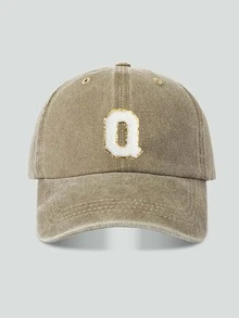 1pc Unisex Vintage Washed Baseball Cap A-Z Letter Print Pattern, Multiple Vintage Colors Available, Soft Texture Adjustable Dad Hat - Khaki - View 22