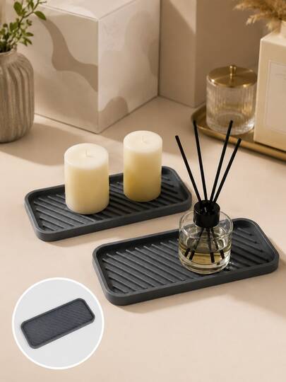 2pcs Sink Protector Mats, Sink Splash Guard, Silicone Waterproof Mat, Wash Basin, Minimalist Silicone Soap Holder, Bathroom Drain, Storage Tray, Kitchen Accessories, Bathroom Tray, Bathroom Tray