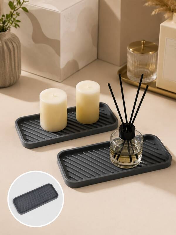 2pcs Sink Protector Mats, Sink Splash Guard, Silicone Waterproof Mat, Wash Basin, Minimalist Silicone Soap Holder, Bathroom Drain, Storage Tray, Kitchen Accessories, Bathroom Tray, Bathroom Tray