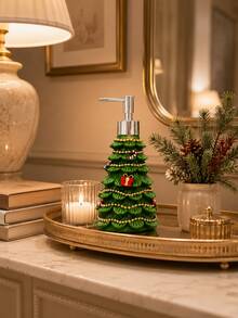 1pc Christmas Tree Shaped Soap Dispenser, Refillable Liquid Hand Soap And Lotion Pump Bottle, Holiday Bathroom Decor, Suitable For Vanity, Kitchen Countertop, Christmas Home Decor And Gift - Christmas Tree Travel Bottle Set - View 2