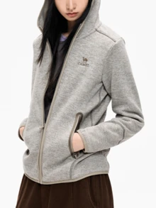 CAMEL CROWN Jaket Fleece Outdoor Wanita dengan Kerah Tegak, Tahan Angin, Pemanas, Hangat, dan Lapisan Dalam Anti-Statis - Abu-abu Es - View 2