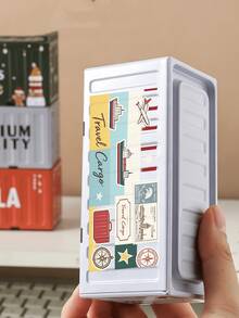 Vintage Industrial Mini Container Storage Box, Iron Cargo Ship Model Desktop Organizer, Creative Tin Metal Container Trinket Box, Retro Freight Container Decor Box For Desk, Small Items Jewelry Stationery Storage Home Decor Gift - Multicolor - View 9