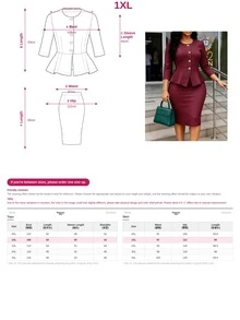 Elegant & Professional Burgundy Business 2 Pieces Set For Women, Round Neck Ruffle Top With Bodycon Skirt, Autumn Office Style Red - Red - View 5