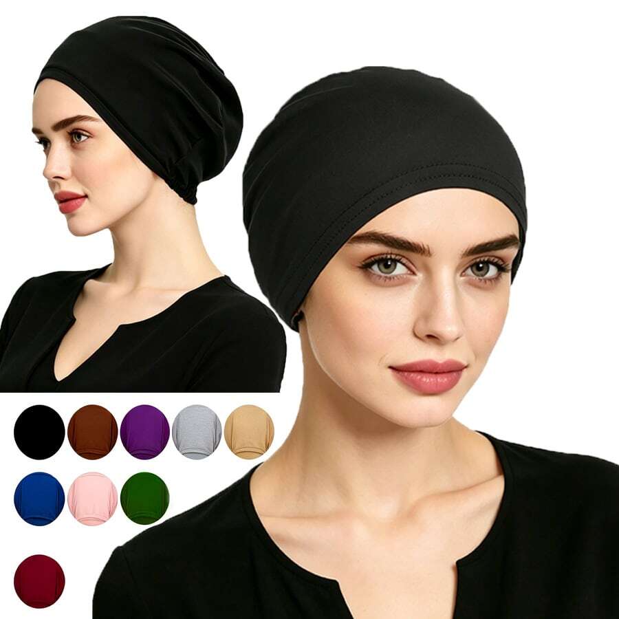 Women's Solid Color Headband - Minimalist, Elastic, Fashionable Versatile Casual Headscarf, Soft Comfortable Multi-Use Daily Hair Care Cap, Sleep Hair Care Cap, Soft Texture - Multicolor - View 1