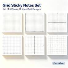 12‑Pad Grid Sticky Notes Set, Math Coordinate Graph Memo Pads, Easy‑Tear Self‑Adhesive, 3*3 Inch (7.6*7.6cm) For Student Math Drafting Sketching School Supplies - 1 Pack - View 1