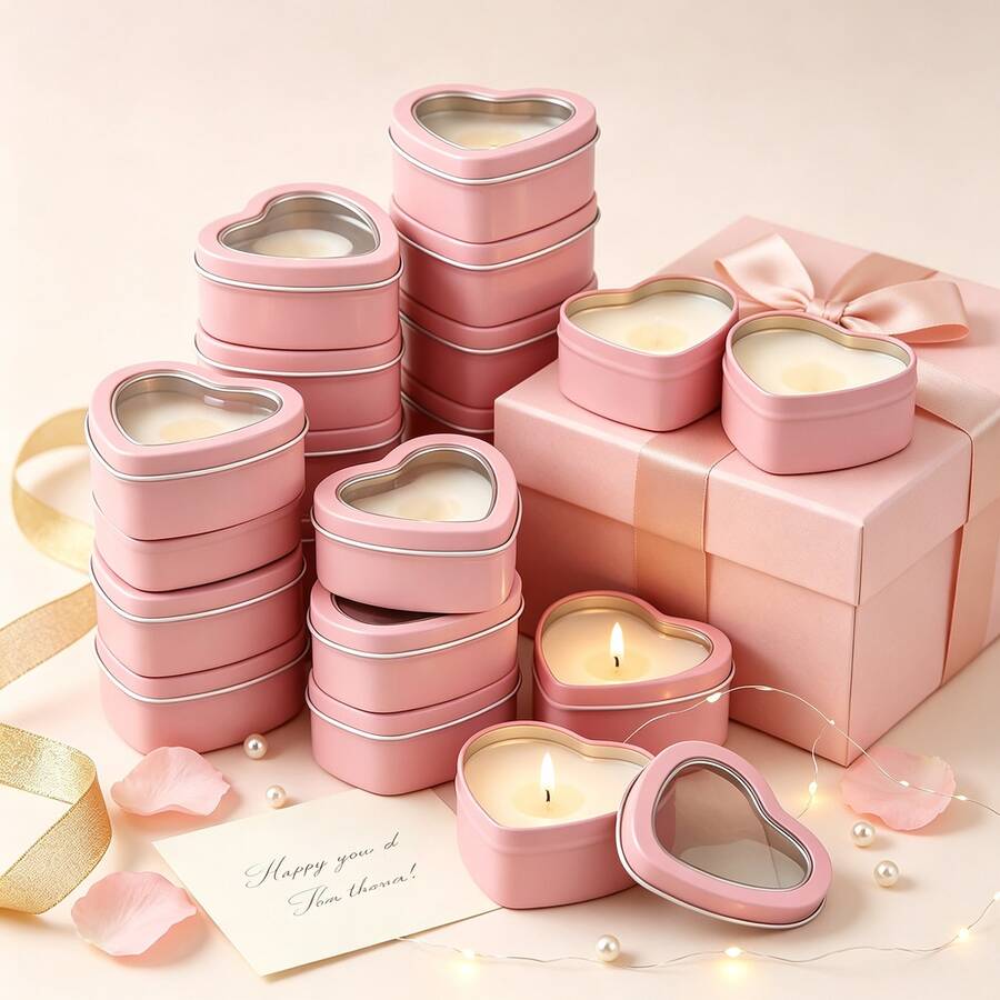 44pcs Complete Candle Making Kit, 4 Heart-Shaped Clear Lid Glass Jars, 40pcs Candle Making Supplies, Sturdy Iron Cans, Suitable For DIY Candle Craft, Jewelry Storage, Desktop Decoration, Ideal Choice For DIY Enthusiasts And Holiday Gifts