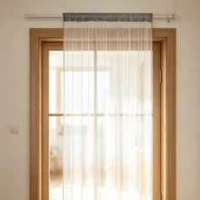Grey Thread Curtain, Dimensions 90 X 245 Cm, Can Be Shortened, With Rod Pocket - Grey - View 1