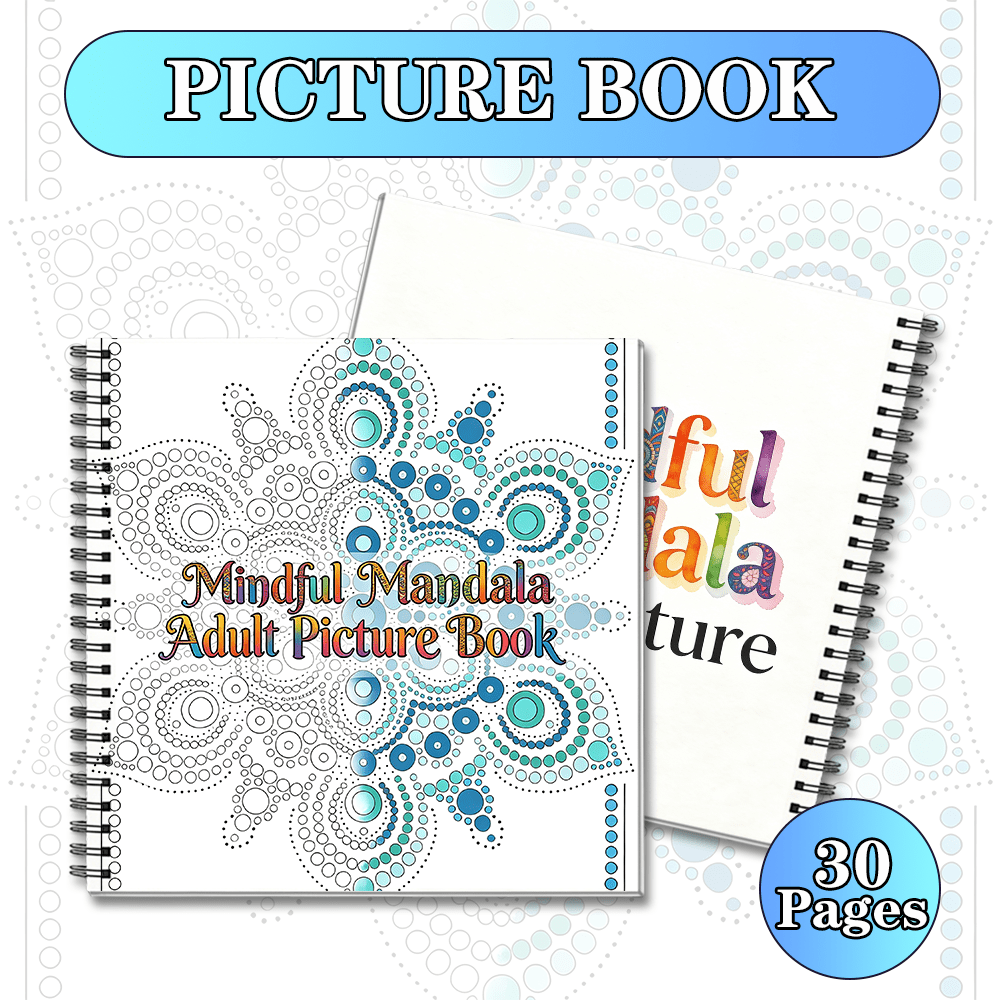 8.27*8.27in Mandala Picture Book For Adults, 24 Thick Single-Sided Pages, Spiral Bound, Detailed Mindful Patterns For Stress Relief, Relaxation & Focus, Gift For Halloween, Christmas & Birthdays