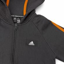 Adidas 3-Stripes Fleece-Paneled Full-Zip Hoodie, Dark Charcoal Grey, Unisex - Grey - View 3