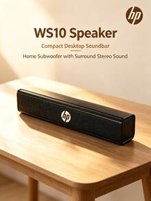 HP WS10 Speaker Long Desktop Speaker Home Subwoofer Stereo Surround Sound Gaming Esports Enjoy Black Myth - Black - View 1