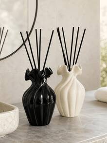 Stylish Textured Black Reed Diffuser Bottle, Ruffle Mouth Empty Aromatherapy Container, Decorative Tabletop Vase For Living Room Bedroom Home Ornament - 411 Aroma Bottle - View 5
