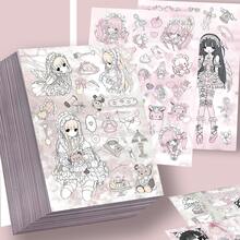 8pcs Pink Maid Cut-Out Stickers, Creative High-End Fun Collage Material, Waterproof Sticker Decals - Multicolor - View 2