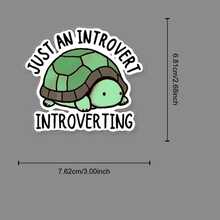 1PC Cute Turtle "Just An Introvert Introverting" Sticker, Introvert Meme Vinyl Decal, Funny Social Quote, Waterproof Sticker For Laptop, Water Bottle, Car, Phone Case - Multi-color - View 9
