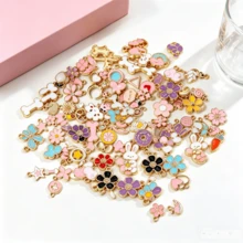 1/3/6/12/24/48pcs Random Mixed Oil Drop Pendant, Cute Animal Flower Heart Charm, DIY Necklace Earring Bracelet Keychain Accessories - Multicolor - View 1