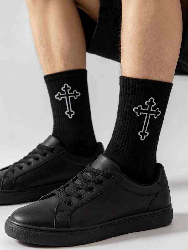 Essential For Sports Enthusiasts, Men's Mid-Calf Sports Socks, Breathable Quick-Dry, High Elasticity, Striped Contrast Design, Comfortable Must-Have, Limited Time Offer, Suitable For Daily Wear, Autumn Season