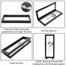 Floating Display Box, 3D Rectangular Coin Display Stand, Adjustable Mold, Hanging Frame Box. Suitable For Challenge Coins, Bracelets, Jewelry, Badges, Cash Bills, Includes 1 Display Box + 2 Bases, Total 3 Pieces, Jewelry Display, Floating Design, Modern Style - Multicolor - View 4