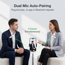 HITOZON Wireless Lavalier Lapel Microphone For Smartphone, Plug‑And‑Play Clip‑On Mic With Noise Reduction, Ideal For Vlogging, Live Streaming, Podcasting, Interviews & Teaching - White - View 3