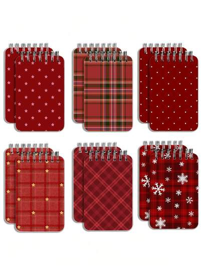 Christmas Style Red Theme Spiral Notebook, Multi-Color Striped Polka Dot Cover, Student Writing Office Record Diary, Mini Portable Spiral Notebook, Ideal Choice For Back To School Supplies, Learning Supplies - Perfect Gift For Students - Exquisite Storage And Planning Notebook, Decorated With Polka Dot Theme - Perfect For Daily Use And Organization, Christmas Gift