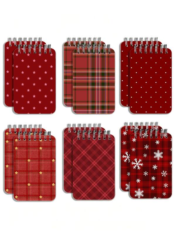 Christmas Style Red Theme Spiral Notebook, Multi-Color Striped Polka Dot Cover, Student Writing Office Record Diary, Mini Portable Spiral Notebook, Ideal Choice For Back To School Supplies, Learning Supplies - Perfect Gift For Students - Exquisite Storage And Planning Notebook, Decorated With Polka Dot Theme - Perfect For Daily Use And Organization, Christmas Gift