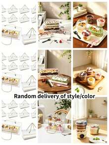 Transparent Rectangular PET Disposable Packaging Box With Rope Handle, Can Be Used As Gift Box. Kitchen Essentials. Suitable For Home Baking, Wedding Party, Camping, Christmas, Halloween, Snack Box, Party Supplies, Meal Prep Container, Kitchen. - Multicolor - View 10
