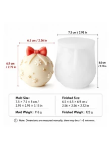 Christmas Round Sphere Silicone Mold, Snowflake Star And Bow Embossed Details, Reusable Mold For Squishy Stress Toys, Candles, Soaps, Resin Christmas DIY Projects - Silicone Mold - View 8