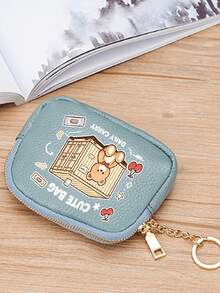Cute Cartoon Bear Pattern Mini Coin Purse, Multi-Functional PU Leather Keychain Wallet With Card Slots, Portable Change Holder For Daily Use - Multicolor - View 13
