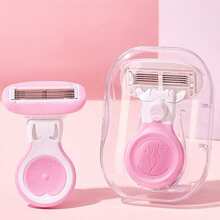 Women's Manual Body Shaver With Travel Storage Case, Painless Hair Removal For Legs, Bikini Area, Armpits, Gentle For Sensitive Skin, Wet & Dry Dual‑Use, Reusable Non‑Slip Ergonomic Handle, Portable Travel‑Friendly Grooming Razor For Home & Vacation - Multicolor - View 3