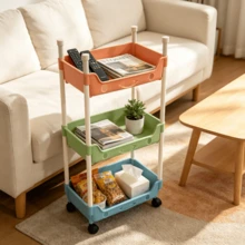 1 pieza Organizador de almacenamiento de aperitivos con estante de pie, carrito móvil de varias capas para juguetes y almacenamiento del hogar (color aleatorio) - Multicolor - Ver 7