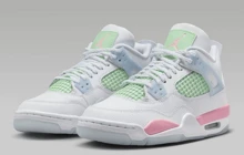 Jordan Air Jordan 4 Retro Valentine's Day Soft GS Retro Campus Style Basketball Shoes Unisex White Pink Green - Off-white Pinkish Green - View 1