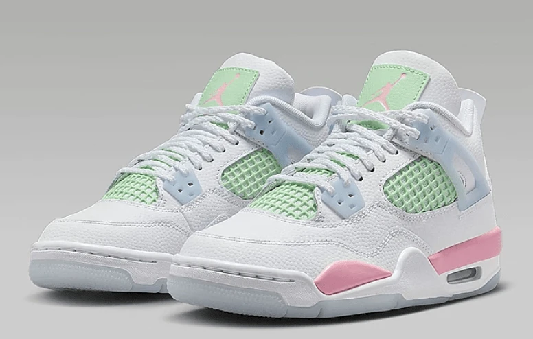 Jordan Air Jordan 4 Retro Valentine's Day Soft GS Retro Campus Style Basketball Shoes Unisex White Pink Green - Off-white Pinkish Green - View 1