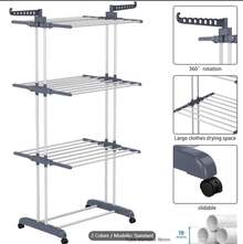 Stendibiancheria - Stendibiancheria - 4 pezzi - grigio - Visualizzare 2