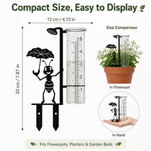 2pcs Glass Rain Gauge, Cross-Border Hot-Selling Style, With Iron Metal Scale Tube Rain Collector, Suitable For Outdoor Use, Weather Monitoring And Rainfall Measurement - A - View 5
