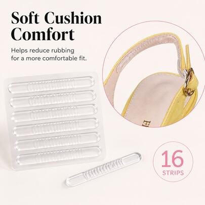 16Pcs Transparent Silicone Anti-Slip Heel Grip Strips, Shoe Pads To Reduce Rubbing For Women High Heels, Pumps & Shoe Accessories