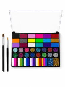 Suitable For Professional Artistic Use. 42-Color Solid Pearlescent Watercolor Set. Fine Texture, Even Coloring. Portable, Durable, Stylish. Ideal Gift For Doodling, Painting, And Daily DIY Projects. - 42-color Paint Palette + Brushes - View 2