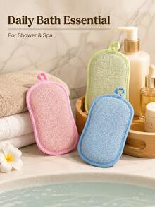 Multifunctional Scouring Sponge, Double-Sided Cleaning Pad With Hanging Ring, Soft Fiber Dishwashing Sponge, Kitchen Cleaning Brush, Bath Body Scrub Pad, Reusable Household Cleaning Tool, 5 Colors - Multicolor - View 7