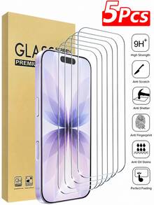 鋼化玻璃螢幕保護貼，適用於 iPhone Duo/18ProMax/18 Pro/17/17 Pro/17 Pro Max/17 Air/16/16 Plus/16 Pro/16 Pro Max/15/14/13/12/11/X/XR/XS/8/7 系列，高清透明全螢幕覆蓋玻璃膜，9H 硬度防刮防指紋無氣泡易安裝，相容手機殼螢幕保護配件 - 5pcs - 查看 28