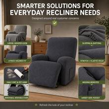 4pcs Soft Jacquard Sofa Covers, Cat Scratch Resistant Chair Covers, Machine Washable, Suitable For Single Sofa, Living Room And Bedroom Chair Covers, Fashion Home Decor Chair Covers, Furniture Dust Cover - Dark Grey - View 2